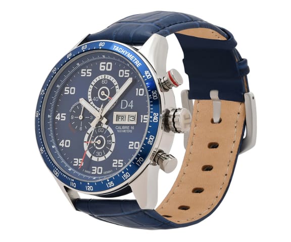 D4 Chronograph Analog Blue Dial Leather Strap Men’s Watch