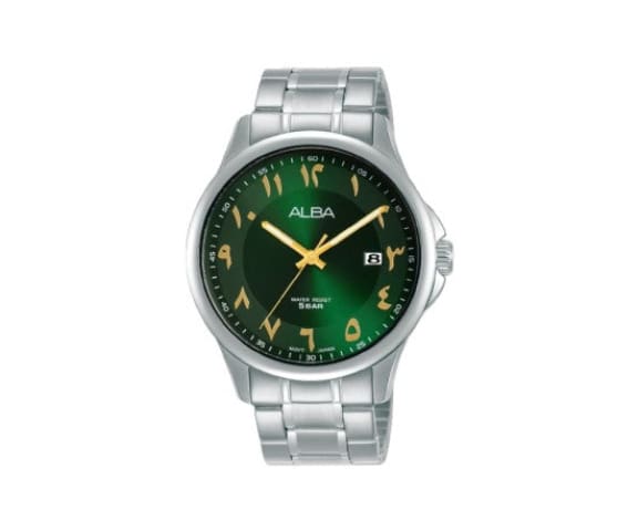 ALBA AS9L61X1 Quartz Arabic Dial Stainless Steel Green Men’s Watch