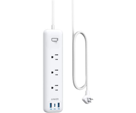 ANKER AN.A9136K21.WT USB C Power Strip with 3 Outlets and 30W 6ft Long Extension Cord