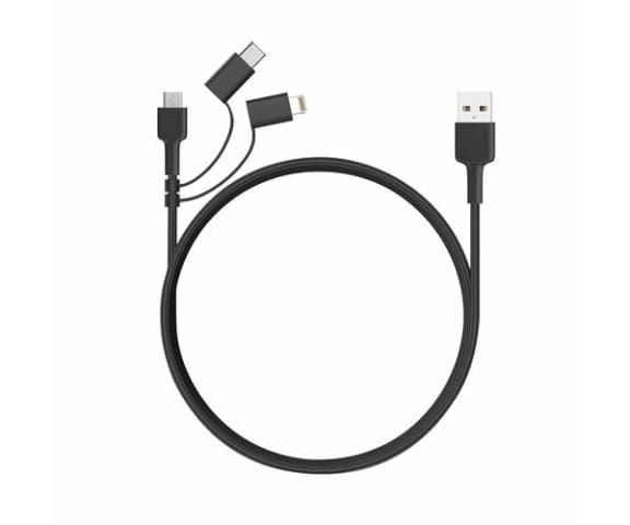 AUKEY CB-BAL5 3 In 1 MFI Lightning Cable With Micro USB & C Black