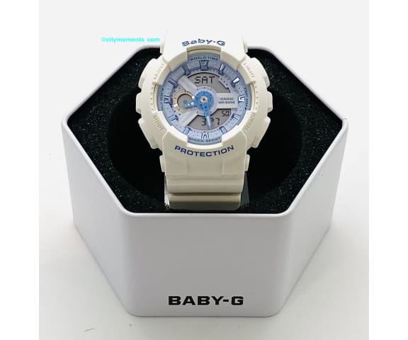 BABY-G BA-110BE-7ADR Analog-Digital White & Blue Resin Women’s Watch