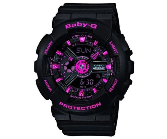 BABY-G BA-111-1ADR Analog-Digital Black & Pink Resin Women’s Watch