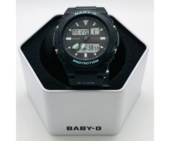 BABY-G BAX-100-1ADR G-Lide Analog-Digital Black Resin Women’s Watch