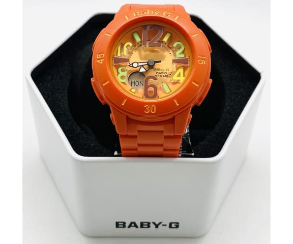 BABY-G BGA-171-4B2DR Analog-Digital Neon Orange Resin Band Women’s Watch