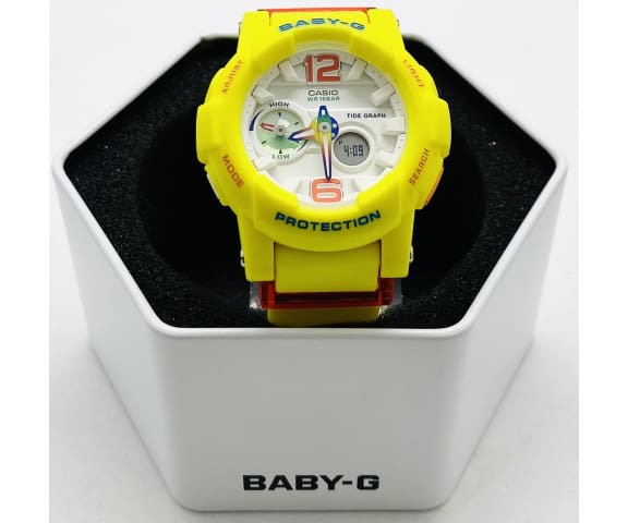 BABY-G BGA-180-9BDR Analog-Digital Yellow & White Resin Women’s Watch