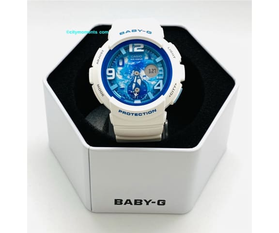 BABY-G BGA-190GL-7BDR Analog-Digital Blue Dial & White Resin Women’s Watch