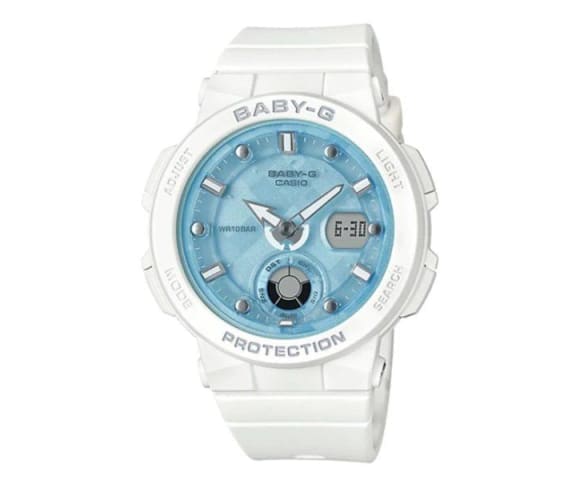 BABY-G BGA-250-7A1DR Analog-Digital Blue Dial & White Resin Women’s Watch