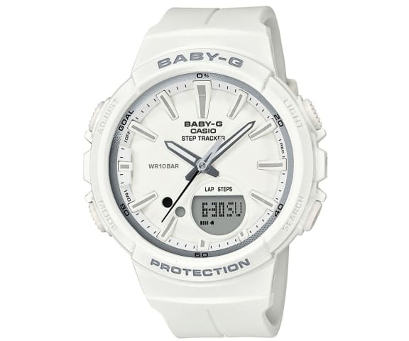BABY-G BGS-100SC-7ADR G-Squad Step-Tracker Analog-Digital White Women’s Watch