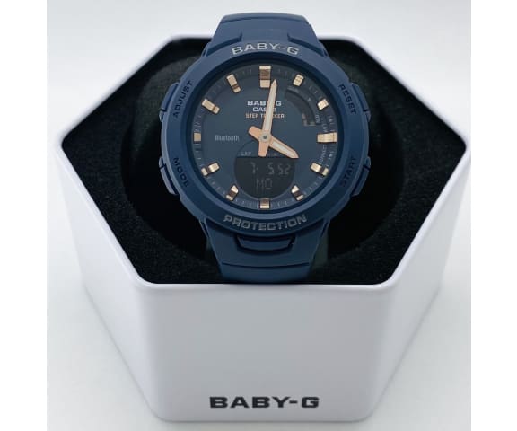 BABY-G BSA-B100-2ADR G-Squad Bluetooth Step-Tracker Blue Resin Women’s Watch