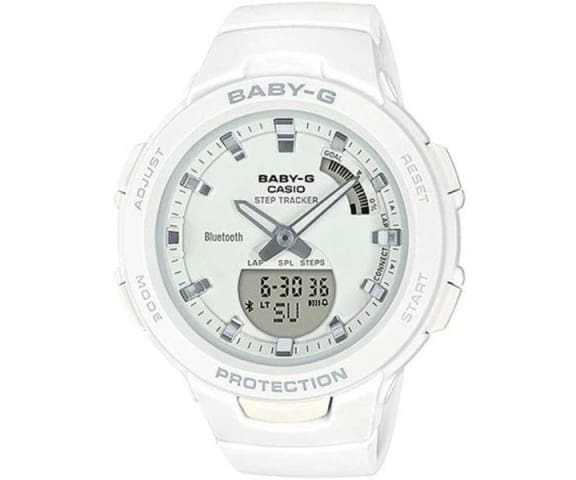 BABY-G BSA-B100-7ADR G-Squad Bluetooth Step-Tracker Analog-Digital White Resin Women’s Watch