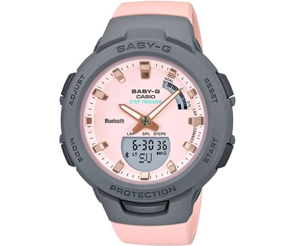 BABY-G BSA-B100MC-4ADR Sporty Bluetooth Analog-Digital Pink Resin Women’s Watch