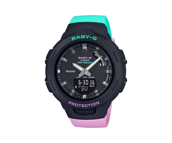BABY-G BSA-B100MT-1ADR Analog-Digital Bluetooth Sporty Multi Color Resin Women’s Watch
