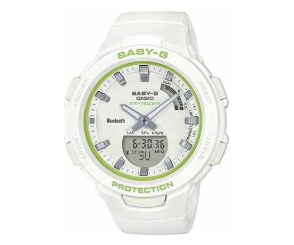 BABY-G BSA-B100SC-7ADR G-Squad Step-Tracker Analog-Digital White Women’s Watch