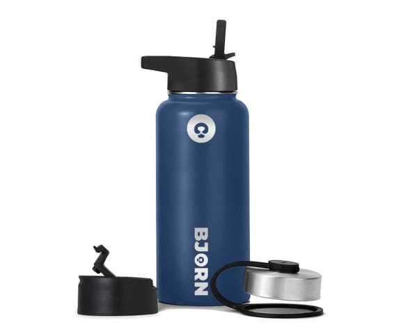 BJORN Midnight Blue Vacuum Insulated Stainless Steel Double Walled Leak Proof Thermo Mug Water Bottle