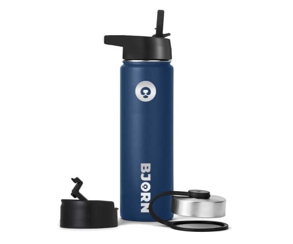 BJORN Midnight Blue Vacuum Insulated Stainless Steel Double Walled Leak Proof Thermo Mug Water Bottle