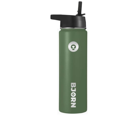 BJORN Military Green Vacuum Insulated Stainless Steel Double Walled Leak Proof Thermo Mug Water Bottle