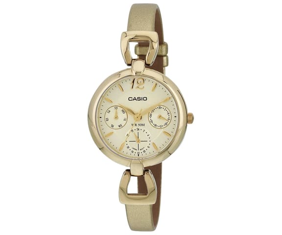 CASIO LTP-E401GL-9AVDF Analog Gold Dial Women’s Leather Watch