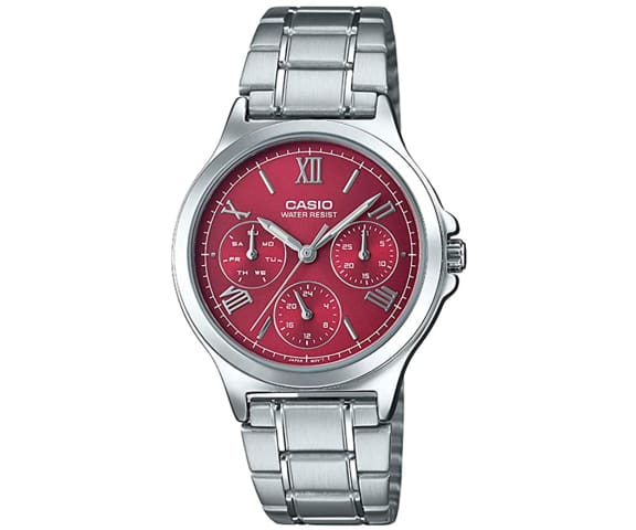 CASIO LTP-V300D-4A2UDF Analog Red Dial Stainless Steel Women’s Watch