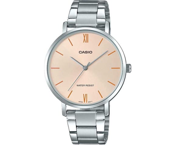 CASIO LTP-VT01D-4BUDF Analog Rose Dial Stainless Steel Women’s Watch