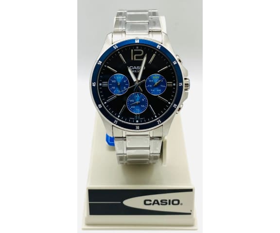 CASIO MTP-1374D-2AVDF Enticer Chronograph Black and Blue Dial Stainless Steel Men’s Watch