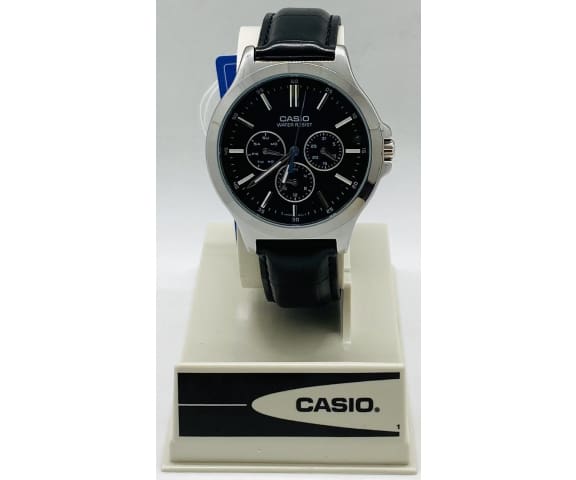 CASIO MTP-V300L-1AUDF Analog Black Multi-Dial Leather Strap Men’s Watch