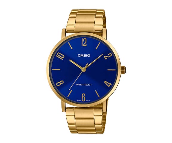 CASIO MTP-VT01G-2B2UDF Analog Blue Dial Golden Men’s Steel Watch