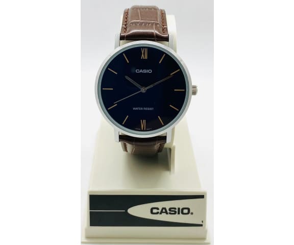 CASIO MTP-VT01L-2BUDF Enticer Analog Blue Dial Brown Leather Men’s Watch