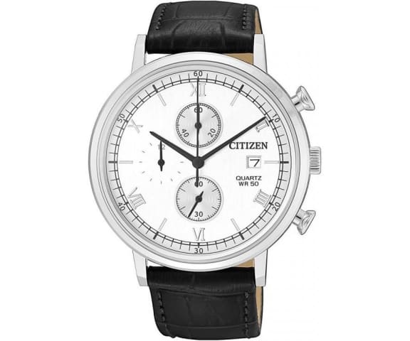CITIZEN AN3610-12A Chronograph Quartz Analog Leather Black & White Dial Mens Watch