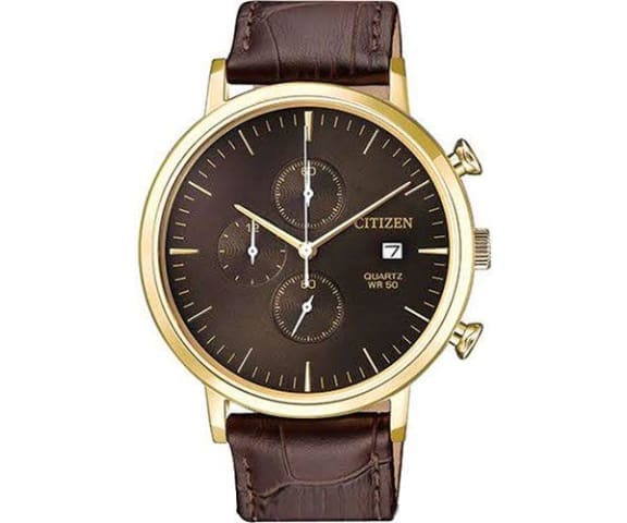 CITIZEN AN3612-09X Chronograph Quartz Brown Dial Men’s Leather Watch