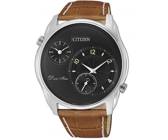 CITIZEN AO3030-08E Dual Time Analog Leather Brown & Black Dial Mens Watch