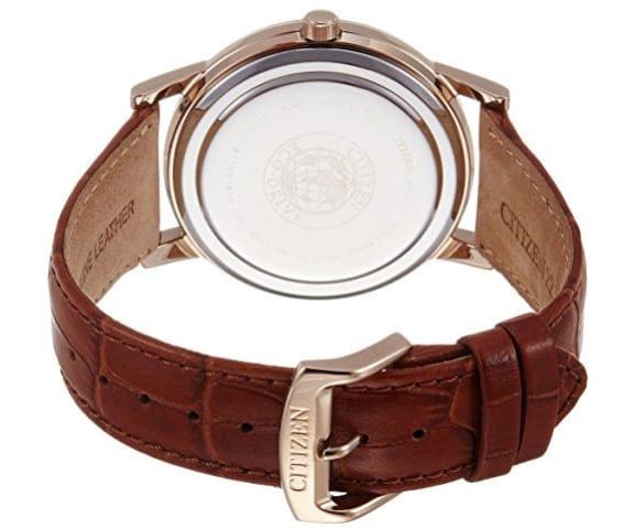 CITIZEN AO9003-08E Chronograph Eco-Drive Analog Leather Black & Gold Dial Mens Watch