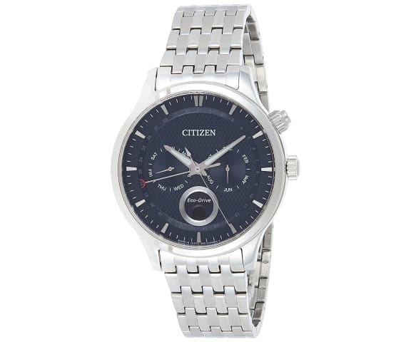 CITIZEN AP1050-56L Analog Eco-Drive Grand Chronograph Moon Phase Blue Dial Stainless Steel Men’s Watch
