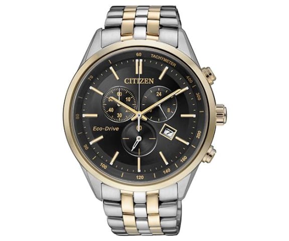 CITIZEN AT2144-54E Chronograph Eco-Drive Analog Stainless Steel Black Dial Mens Watch