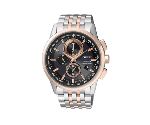 CITIZEN AT8116-65E Chronograph Eco-Drive Analog Black & Rose Gold Dial Mens Watch