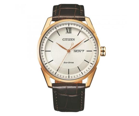 CITIZEN AW0082-19A Eco-Drive Analog White Dial Leather Strap Men’s Watch