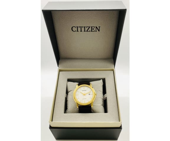 CITIZEN AW1212-10A Analog Eco-Drive White Dial Men’s Leather Watch