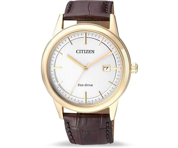 CITIZEN AW1212-10A Eco-Drive Analog Leather Gold & White Dial Mens Watch