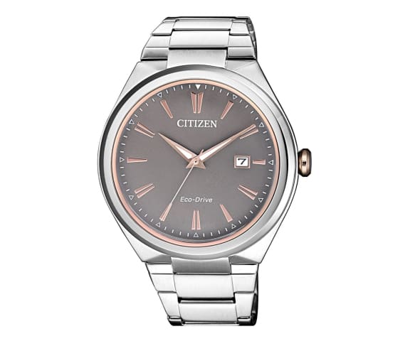 CITIZEN AW1376-55H Eco-Drive Analog Stainless Steel Brown Dial Mens Watch