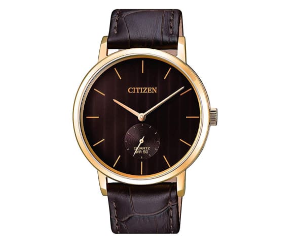 CITIZEN BE9173-07X Quartz Analog Leather Brown & Gold Dial Mens Watch