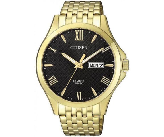 CITIZEN BF2022-55H Quartz Analog Stainless Steel Gold & Black Dial Mens Watch