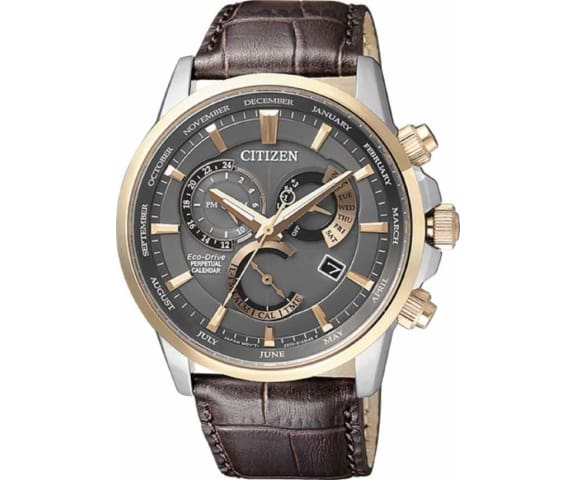 CITIZEN BL8148-11H Chronograph Eco-Drive Analog Leather Grey & Rose Gold Dial Men’s Watch