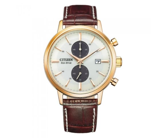 CITIZEN CA7063-12A Eco-Drive Analog White Dial Leather Strap Men’s Watch