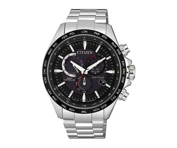 CITIZEN CB5838-85E Eco-Drive Radio Controlled Stainless Steel Black Dial Mens Watch