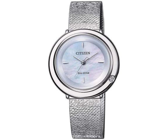 CITIZEN EM0640-82D Eco-Drive Analog Stainless Steel Silver & Blue Dial Womens Watch