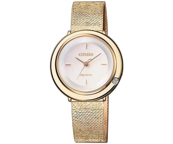 CITIZEN EM0643-84X Eco-Drive Analog Stainless Steel Gold & Off-White Dial Womens Watch