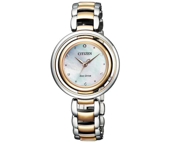 CITIZEN EM0664-84A Eco-Drive Analog Stainless Steel Gold & Silver Dial Women’s Watch