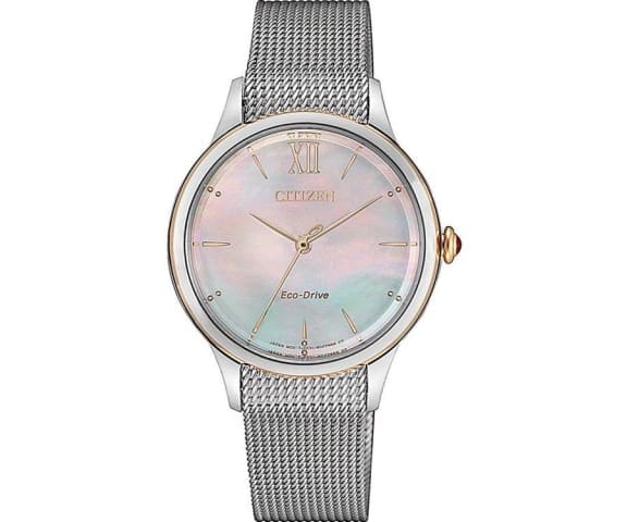 CITIZEN EM0816-88Y Analog Eco-Drive Mother of Pearl Dial Stainless Steel Women’s Watch