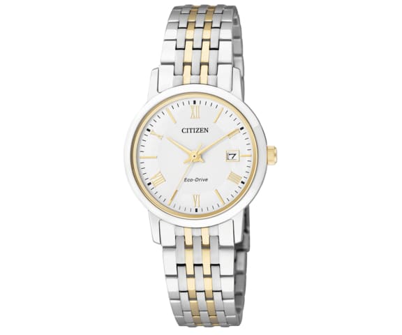 CITIZEN EW1584-59A Eco-Drive Analog Stainless Steel Gold & White Dial Women’s Watch