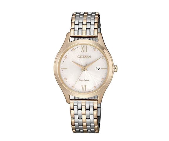 CITIZEN EW2534-86A Eco-Drive Analog Stainless Steel Dual Tone & White Dial Womens Watch