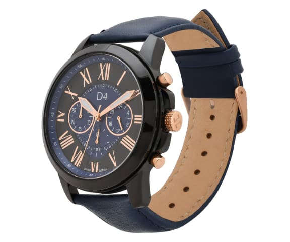 D4 Analog Blue Leather Strap Men’s Watch